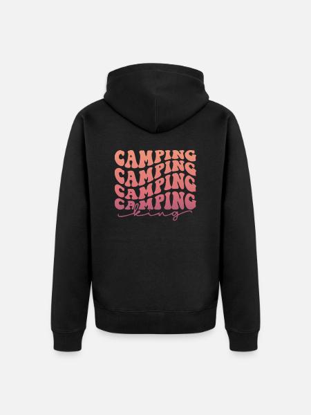 Camping Camping Camping King - Unisex Premium Bio Zip Hoodie - Schwarz