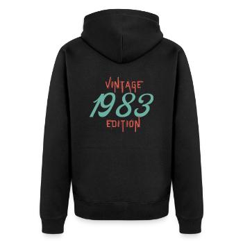 Jahrgang 1983 Ausgabe - Unisex Premium Bio Zip Hoodie - Schwarz - Hinten - Nico (187cm)