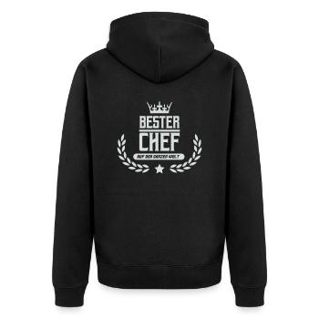 bester chef der welt - Unisex Premium Bio Zip Hoodie - Schwarz - Hinten - Nico (187cm)