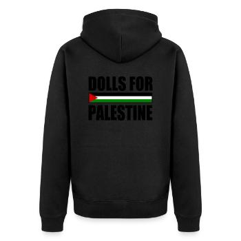 dolls for palestine - Unisex Premium Organic Zip Hoodie - black - Back - Nico (187cm)