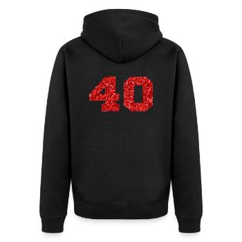 Number 40 Red Glitter - 40th Anniversary - Unisex Premium Organic Zip Hoodie - black - Back - Nico (187cm)