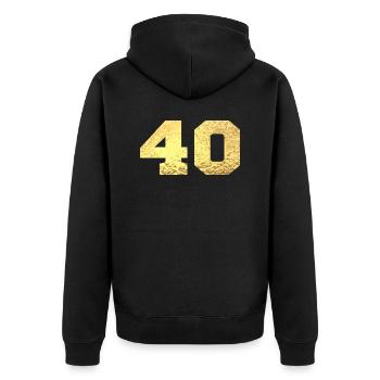 Number 40 Gold Glitter - 40th Anniversary - Unisex Premium Organic Zip Hoodie - black - Back - Nico (187cm)