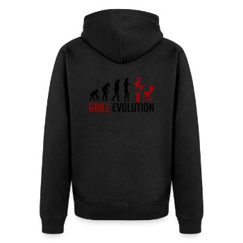 grill evolution - Unisex Premium Bio Zip Hoodie - Schwarz - Hinten - Nico (187cm)
