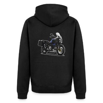 Voyage Enduro // Illustration // Moto - Veste à capuche bio Premium Unisexe - noir - Dos - Nico (187cm)