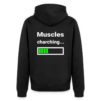 Muscle Loading Indicator Fitness Strength Training - Unisex Premium Organic Zip Hoodie - black - Back - Nico (187cm)