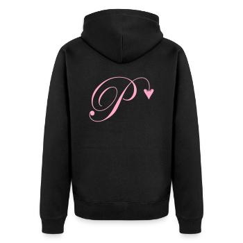 Monogramme P Coeur Vigne - Veste à capuche bio Premium Unisexe - noir - Dos - Nico (187cm)