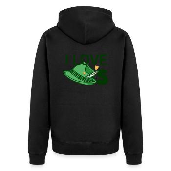 Ich liebe Hüte - Unisex Premium Bio Zip Hoodie - Schwarz - Hinten - Nico (187cm)