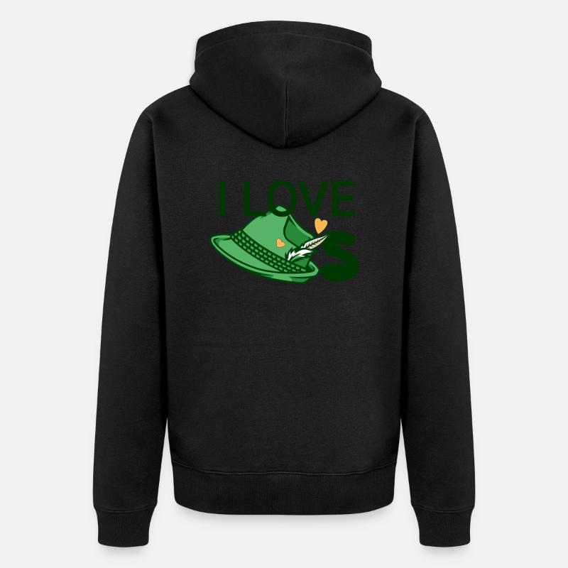 Ich liebe Hüte - Unisex Premium Bio Zip Hoodie - Schwarz