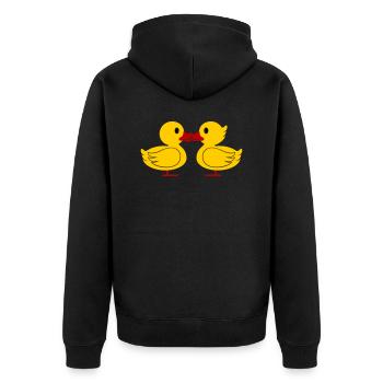 Enten Kuss - Unisex Premium Bio Zip Hoodie - Schwarz - Hinten - Nico (187cm)