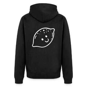 funny lemon smiley - Unisex Premium Organic Zip Hoodie - black - Back - Nico (187cm)