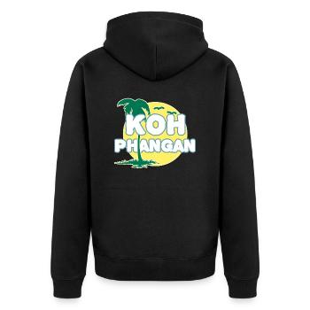 Vollmond Palme K8h Phangan - Unisex Premium Bio Zip Hoodie - Schwarz - Hinten - Nico (187cm)