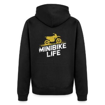 Small bikes, big passion - Unisex Premium Organic Zip Hoodie - black - Back - Nico (187cm)
