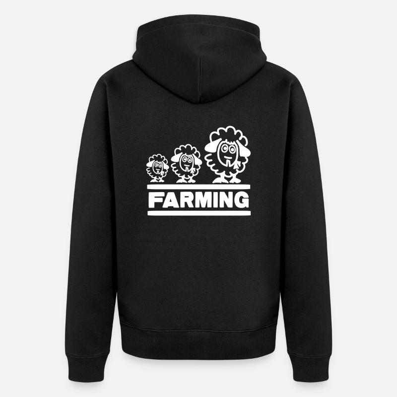 Landwirtschaftsbauer Evolution Schafe - Unisex Premium Bio Zip Hoodie - Schwarz