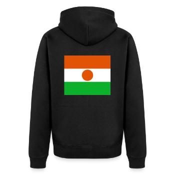 Niger - Unisex Premium Bio Zip Hoodie - Schwarz - Hinten - Nico (187cm)