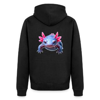Axolotl aquatic pink highlights gentle amphibian - Unisex Premium Bio Zip Hoodie - Schwarz - Hinten - Nico (187cm)