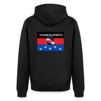 OSTFRIESENPUPPYS - Unisex Premium Bio Zip Hoodie - Schwarz - Hinten - Nico (187cm)