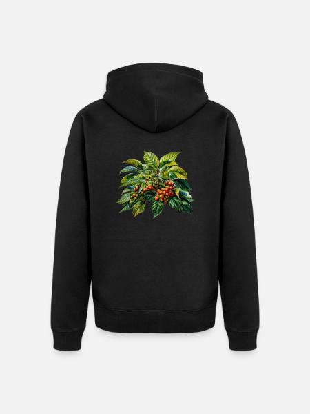 Coffee Plant Barista Coffee Drinking - Unisex Premium Organic Zip Hoodie - black