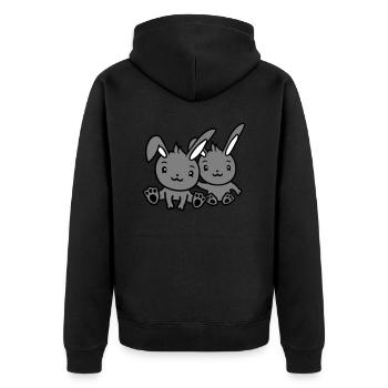 2 Bunnies Friends Team Crew Couple Two Lucky - Unisex Premium Organic Zip Hoodie - black - Back - Nico (187cm)