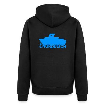 Fähre Norddeich Logo - Unisex Premium Bio Zip Hoodie - Schwarz - Hinten - Nico (187cm)