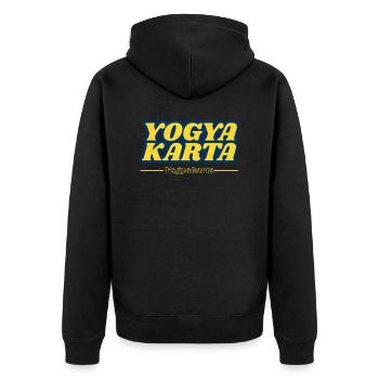 Yogyakarta Indonesia - Unisex Premium Organic Zip Hoodie - black - Back - Nico (187cm)