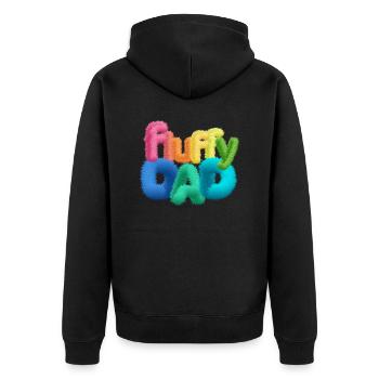 Fluffy Dad – Farbenfrohe, flauschige Typografie - Unisex Premium Bio Zip Hoodie - Schwarz - Hinten - Nico (187cm)