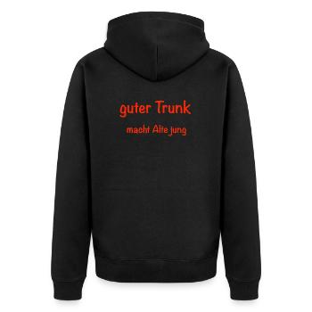 guter Trunk macht Alte jung - Unisex Premium Bio Zip Hoodie - Schwarz - Hinten - Nico (187cm)