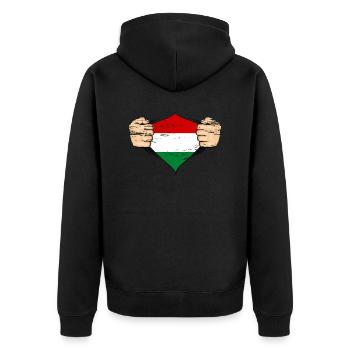 Drapeau de la Hongrie utilisé - Veste à capuche bio Premium Unisexe - noir - Dos - Nico (187cm)