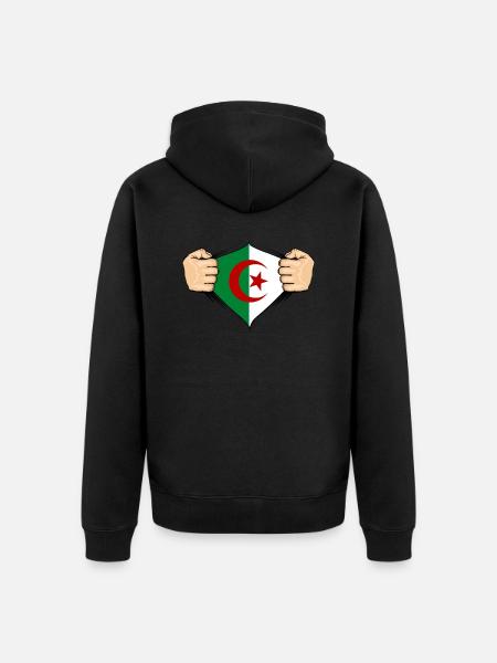 Algeria Flag Design - Unisex Premium Organic Zip Hoodie - black