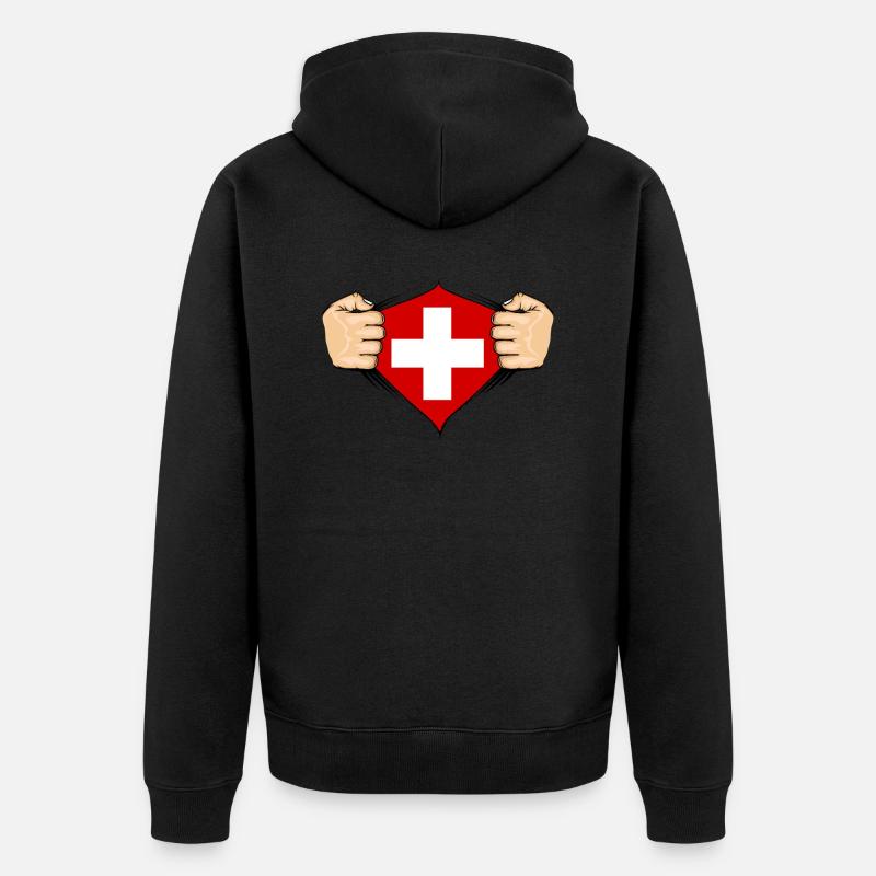 Conception du drapeau suisse - Veste à capuche bio Premium Unisexe - noir
