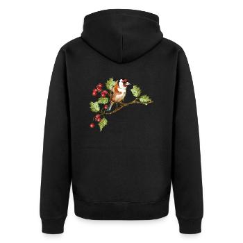 Bunter Vogel - Unisex Premium Bio Zip Hoodie - Schwarz - Hinten - Nico (187cm)
