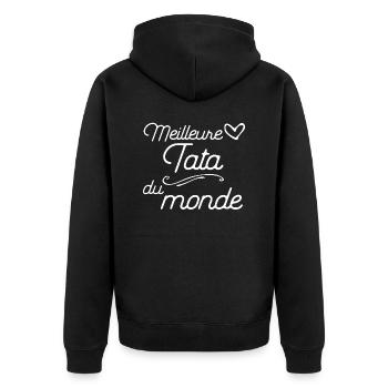 "Meilleure tata" t-shirt humour tante - Veste à capuche bio Premium Unisexe - noir - Dos - Nico (187cm)