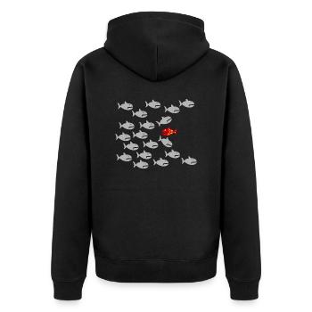 Sei Anders !!! - Unisex Premium Bio Zip Hoodie - Schwarz - Hinten - Nico (187cm)