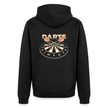 Darts 3D - Dart T-Shirts RAHMENLOS - Sport Club - Unisex Premium Bio Zip Hoodie - Schwarz - Hinten - Nico (187cm)