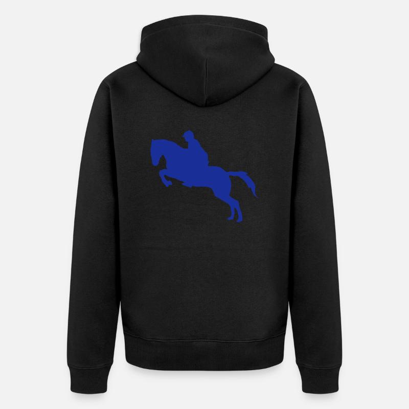 equitation cavalier obstacle cheval saut - Veste à capuche bio Premium Unisexe - noir