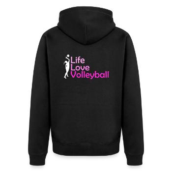 Beachvolleyball - Unisex Premium Bio Zip Hoodie - Schwarz - Hinten - Nico (187cm)