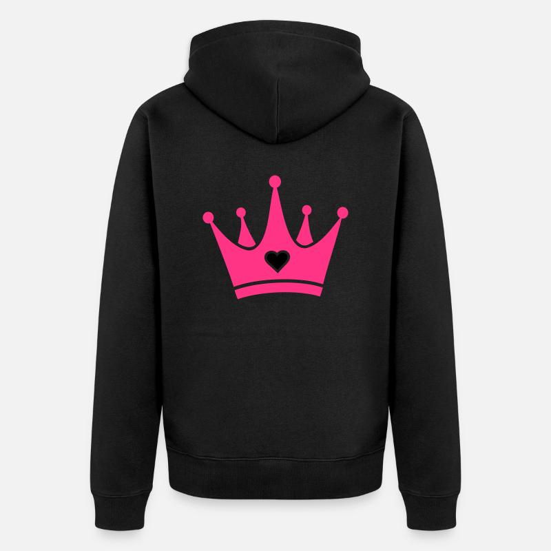 Krone mit Herz-Diamant - Unisex Premium Bio Zip Hoodie - Schwarz