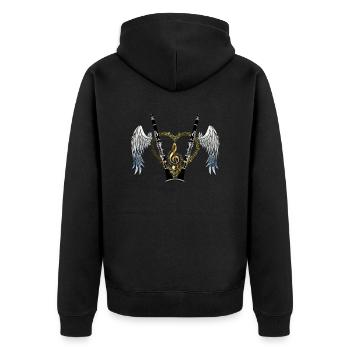 Clarinette - coeur avec des ailes - Veste à capuche bio Premium Unisexe - noir - Dos - Nico (187cm)