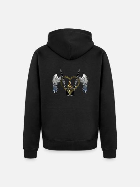 Clarinette - coeur avec des ailes - Veste à capuche bio Premium Unisexe - noir