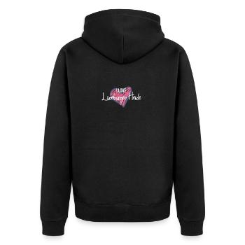 Lüneburger Heide - Unisex Premium Bio Zip Hoodie - Schwarz - Hinten - Nico (187cm)