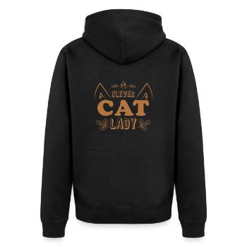 Schlaue Katzendame - Unisex Premium Bio Zip Hoodie - Schwarz - Hinten - Nico (187cm)