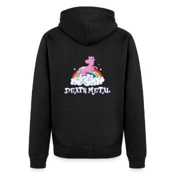 death metal - Unisex Premium Bio Zip Hoodie - Schwarz - Hinten - Nico (187cm)