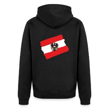 Österreich, Austria mit Adler - Unisex Premium Bio Zip Hoodie - Schwarz - Hinten - Nico (187cm)