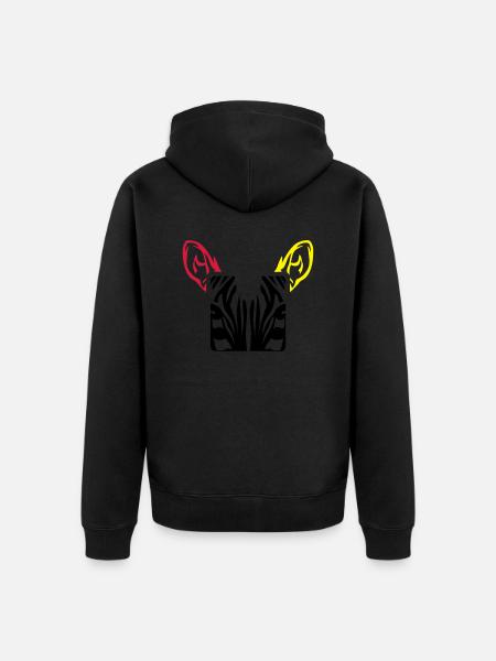 zebre animal design carre - Unisex Premium Organic Zip Hoodie - black