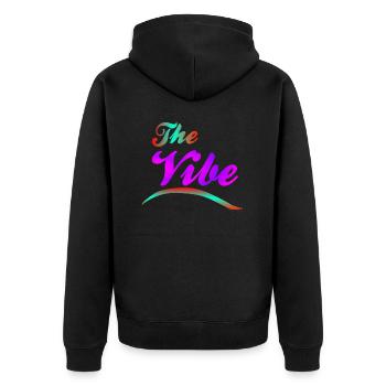 The vibe - Unisex Premium Organic Zip Hoodie - black - Back - Nico (187cm)