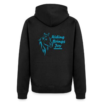 Horse Pferd - Unisex Premium Bio Zip Hoodie - Schwarz - Hinten - Nico (187cm)
