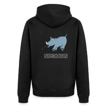 Nieshorn - Unisex Premium Bio Zip Hoodie - Schwarz - Hinten - Nico (187cm)