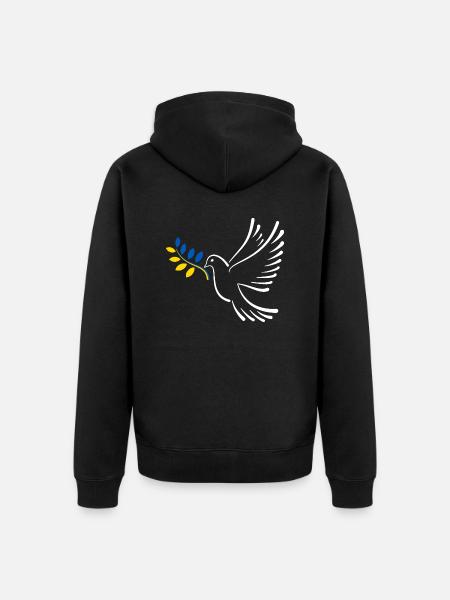 Friedenstaube Ukraine - Unisex Premium Bio Zip Hoodie - Schwarz