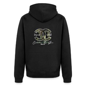 caliber no 6 Airsoft softair tees nice geschenkide - Unisex Premium Bio Zip Hoodie - Schwarz - Hinten - Nico (187cm)