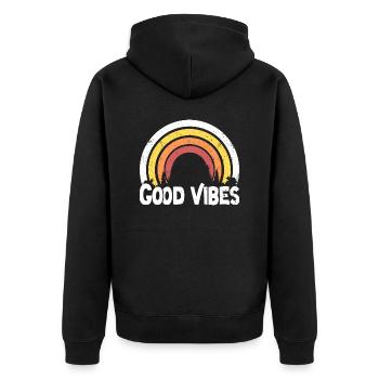 good vibes -bonne vibration - zen - Veste à capuche bio Premium Unisexe - noir - Dos - Nico (187cm)