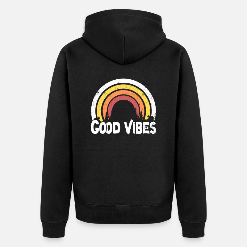 good vibes -bonne vibration - zen - Veste à capuche bio Premium Unisexe - noir